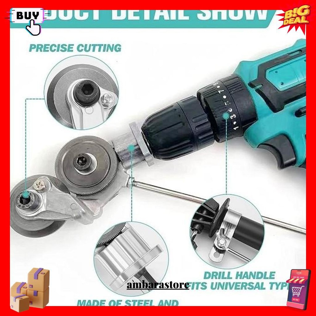 

Adaptor Adapter Converter Bor Pemotong Potong Gunting Seng Plat Besi Logam Electric Drill Plate Cutter Siap Kirim
