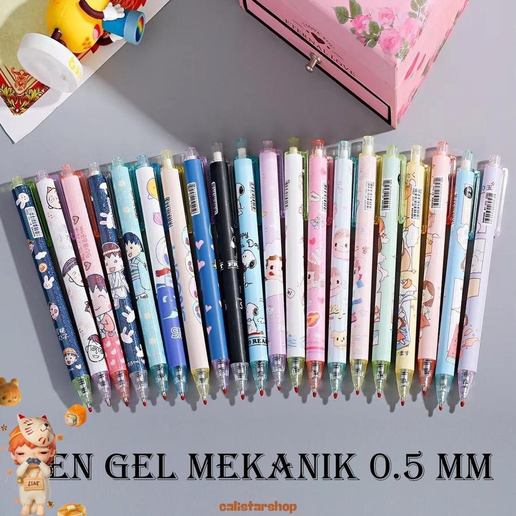 

Ed - 1 Lusin 12 Biji - Pulpen Gel Mekanik Motif Cartoon / Pen Gel Mekanik Lucu / Pulpen Aesthetic Diskon