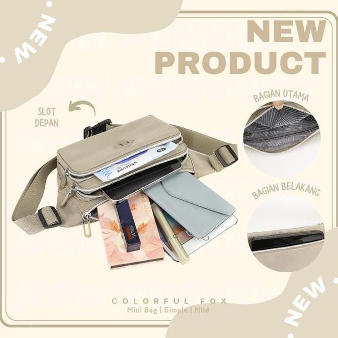 TAS PINGGANG WANITA WAISTBAG DADA OLAHRAGA BUM BAG COLORFUL FOX 8553 TAS WAIST BAG BAHU SLING BAG WA