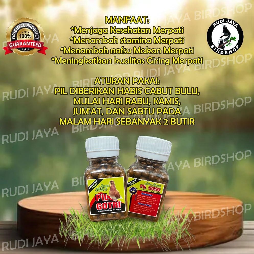 gh-56 PIL GOTRI 1 BOTOL ISI 250 BUTIR JAMU VITAMIN BURUNG MERPATI TERBANG MERPATI TINGGIAN MEJAAN BA