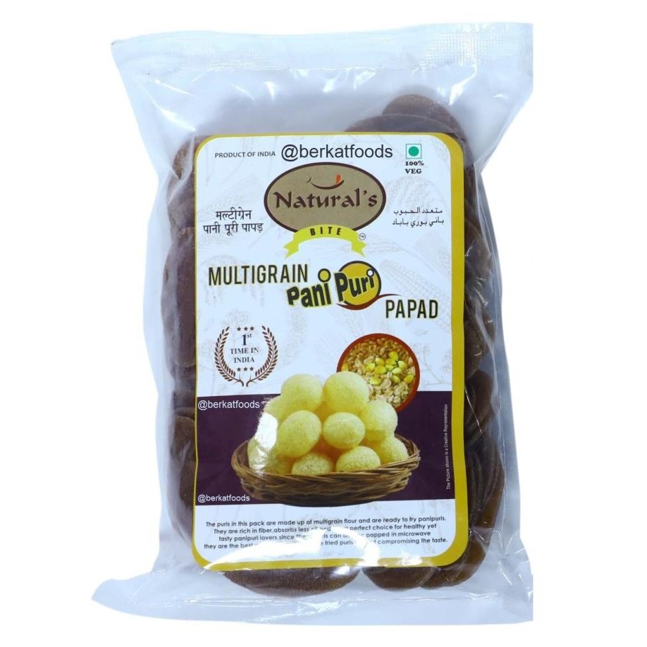 

(:(:(:(] Multigrain Pani Puri Papad Natural's Bite / Kerupuk Pani Puri Mentah India Vegetarian Multi Grain
