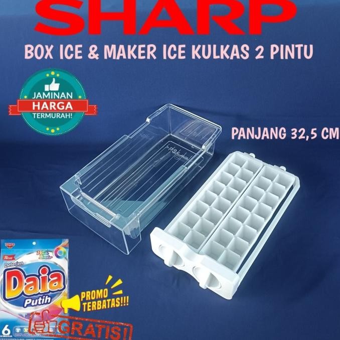 =====] RAK ICE BOX & MAKER ICE KULKAS SHARP 2 PINTU PANJANG BOX NYA 32.5cm
