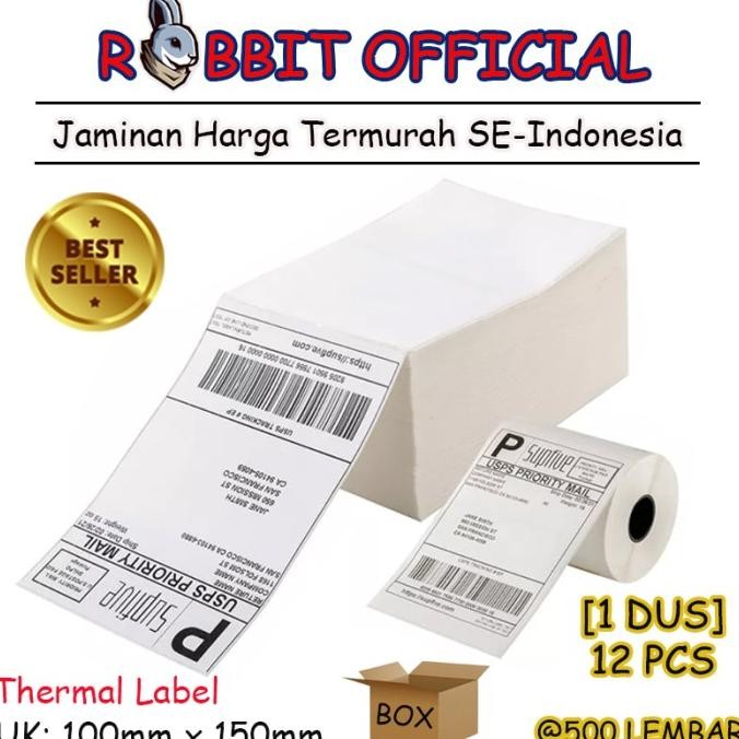 

NEW PROMO 1 BOX, 100x150 mm STICKER DIRECT THERMAL LABEL BARCODE [500 PCS]