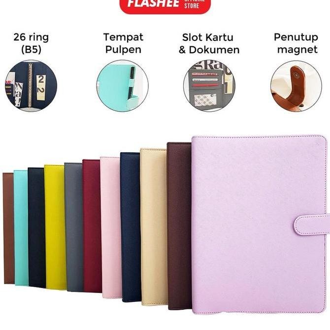 

Promo!! Flashee Eksklusif B5 26 Ring Agenda Ring Binder Organizer Cover Isi Ulang Paper Stationery Abu Abu