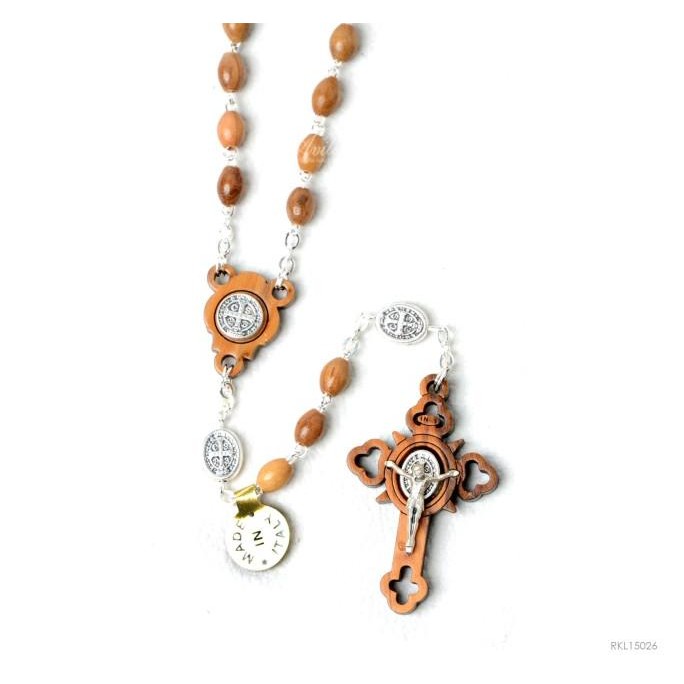 Produk Terbaik] Rosario Kayu Bentuk Oval St. Benedictus Rohani Katolik