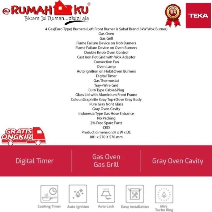 Murah Freestanding Cooker Teka Fs 604 Silver - Kompor Gas Dengan Oven