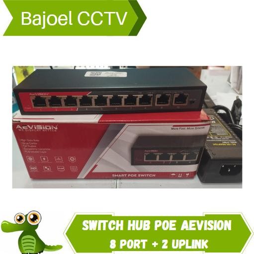 BEBAS ONGKIR - SWITCH HUB POE AEVISION 8 PORT + 2 UPLINK