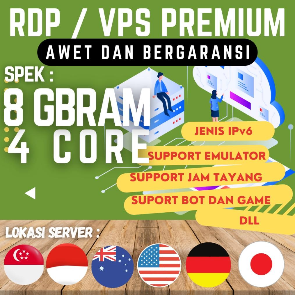 Rdp 4Core 8Gb Ram Bisa Perpanjang Support Emulator Full Garansi
