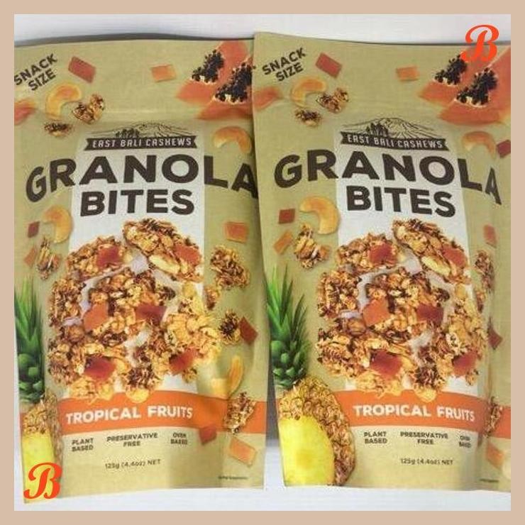

| RMP | EAST BALI CASHEW - GRANOLA BITES TROPICAL FRUITS 125G
