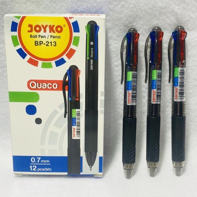 

Promo!! Pulpen Joyko Quaco Bp-213 0.7 Mm ( 4 Warna ) / 1 Box Isi 12 Pcs