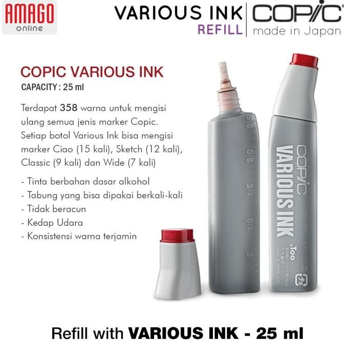 

Promo!! Copic Various Ink - 25 Ml - Tinta Isi Ulang Copic