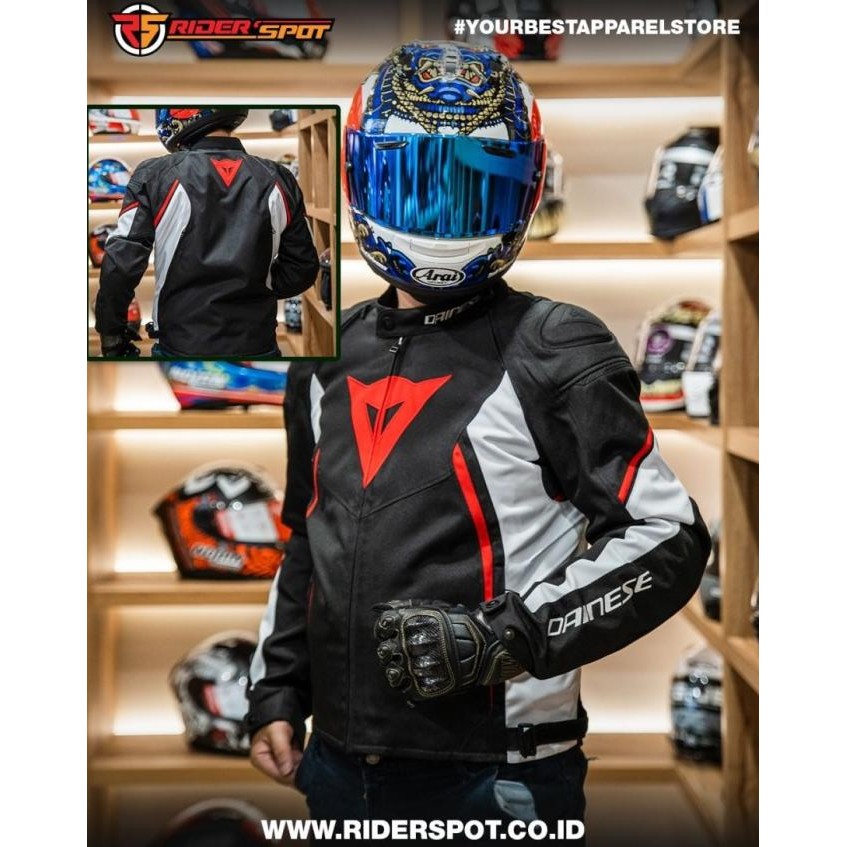 Jaket Motor Dainese Avro D2 Black/White/Red Jacket Original Touring dvs