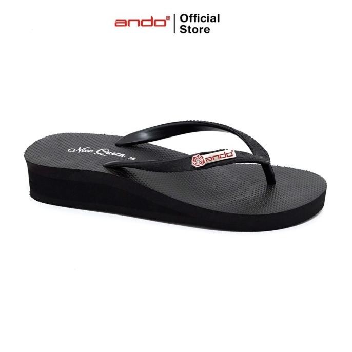 ANDO OFFICIAL SANDAL JEPIT NICE QUEEN WANITA DEWASA - HITAM SANDAL WANITA ELEGAN TERLARIS 100% ORIGI