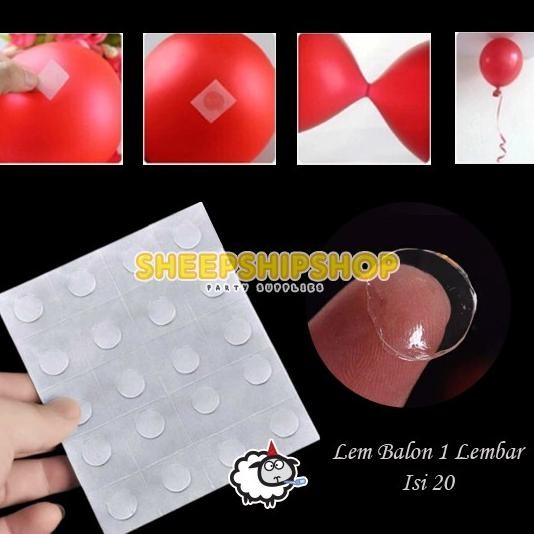 ------] [ Isi 20 ] LEM BALON LEMBARAN isi 20 Balloon Glue Dot / Perekat ke Dinding Atap Dekorasi Ula