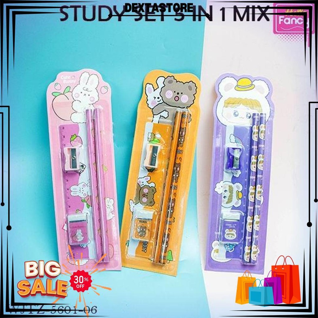 

Study Set Paket Alat Tulis Karakter Perlengkapan Sekolah 5 In 1 Mix Wjtz-5601-06 D Gratis Ongkir