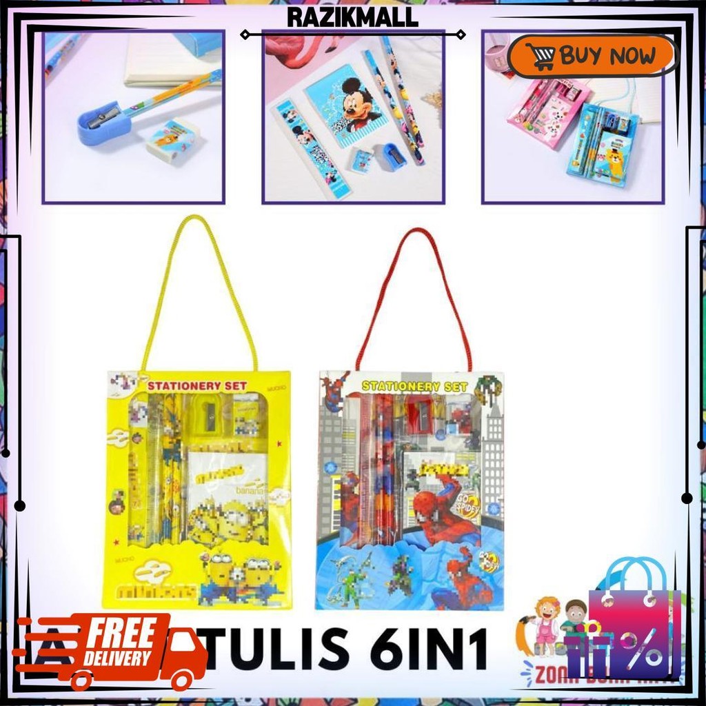 

Zbh Alat Tulis Set 6In1 Stationery Set Lucu Karakter Set Perlengkapan Alat Tulis Sekolah Anak-Anak Tk Murah Import D Promo Puncak