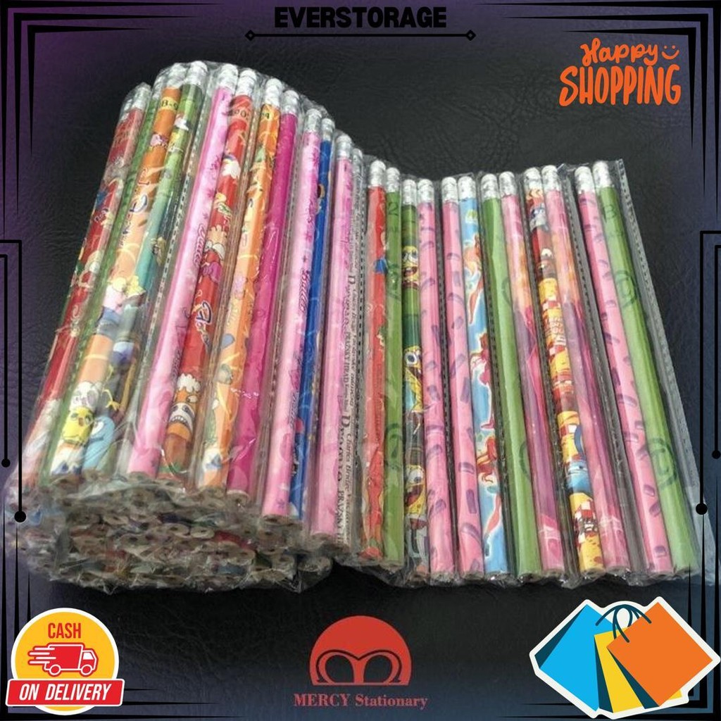 

24 Biji - Pensil Fancy Dengan Stip Eraser Pencil Murah Penghapus Fancy Grosir D Terlaris