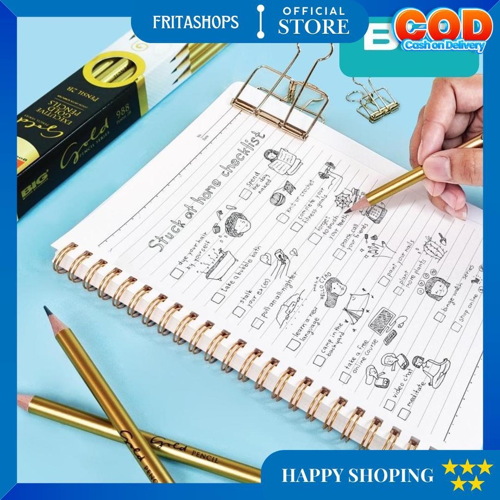 

12 Pcs Big Pensil 2B Standar Ujian Komputer Gold Lebih Elegan Graphite Pencil Extra Dark Tanpa Raut Ps-988 D Promo 4.4