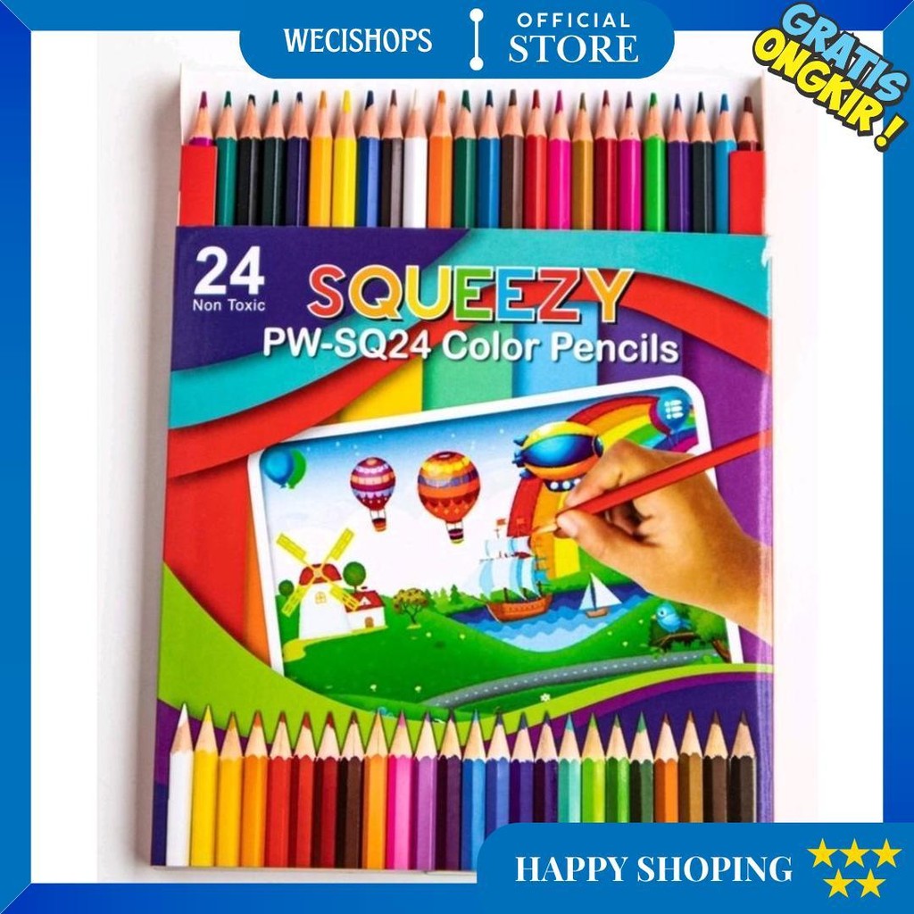 

Pensil Warna Panjang Squeezy 24 Warna / Colour Pencil Pw-Sq24 D Promo Puncak