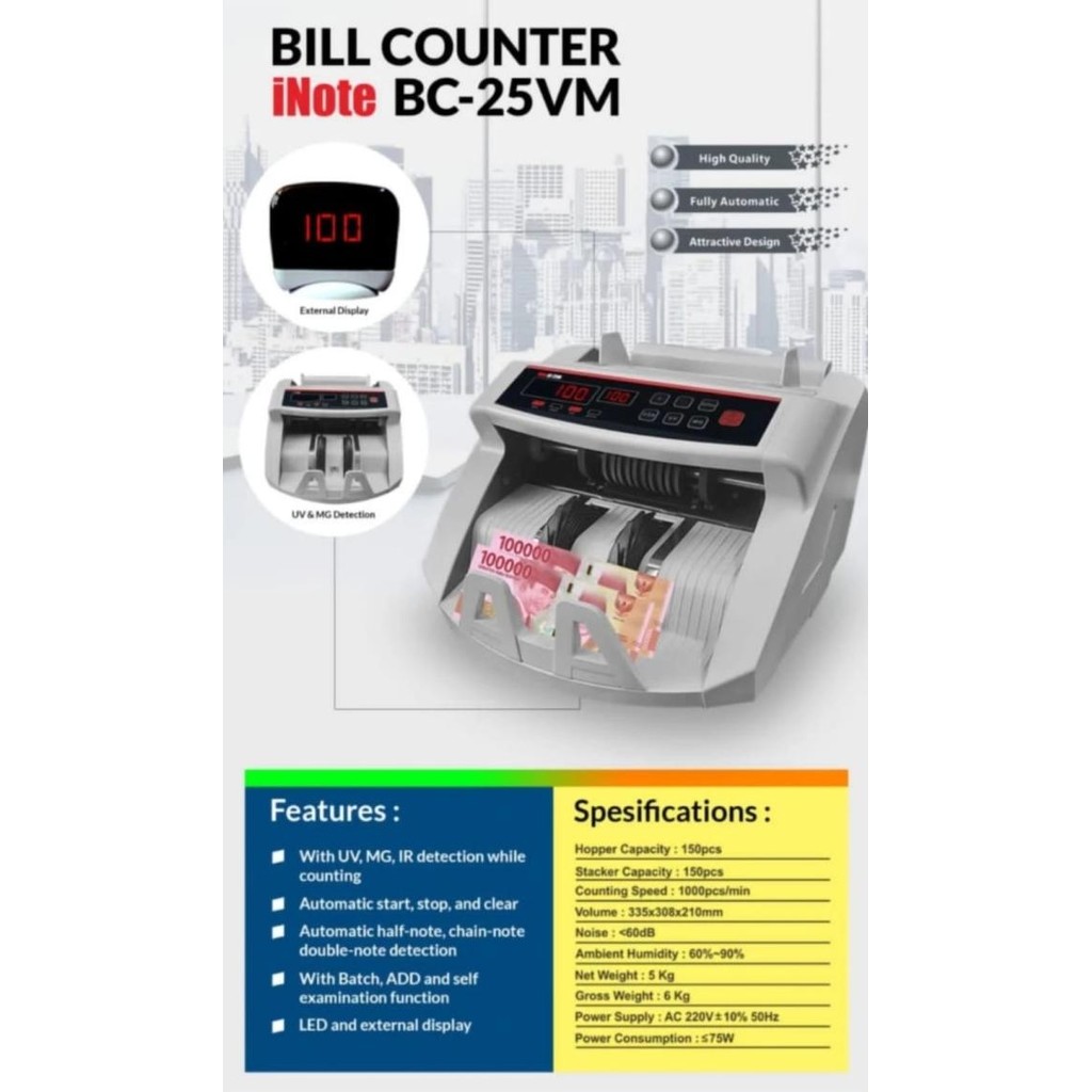 

Terlaris iNOTE BC25VM MESIN HITUNG UANG / Money Counter BC 25VM SALE