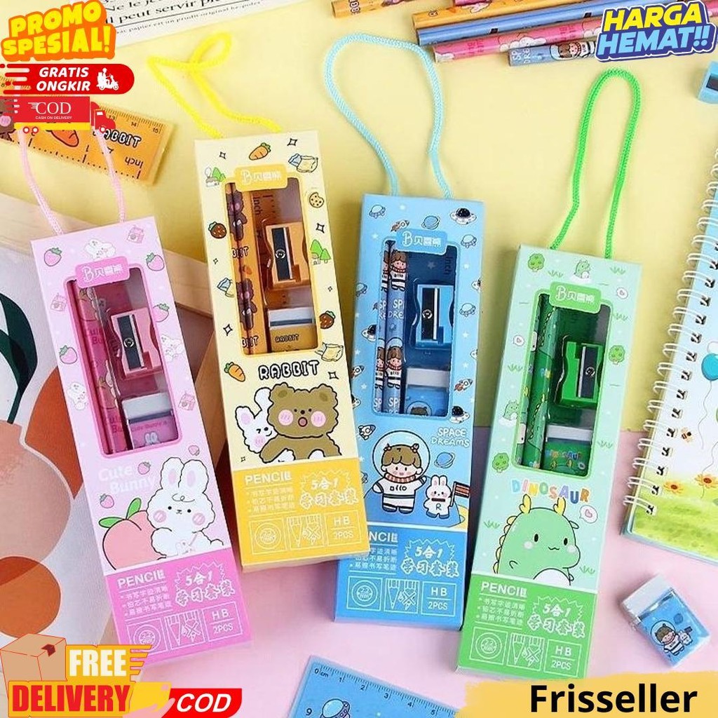 

Stationery Set 5 In 1 / Paket Alat Tulis Sekolah Anak D Gratis Ongkir