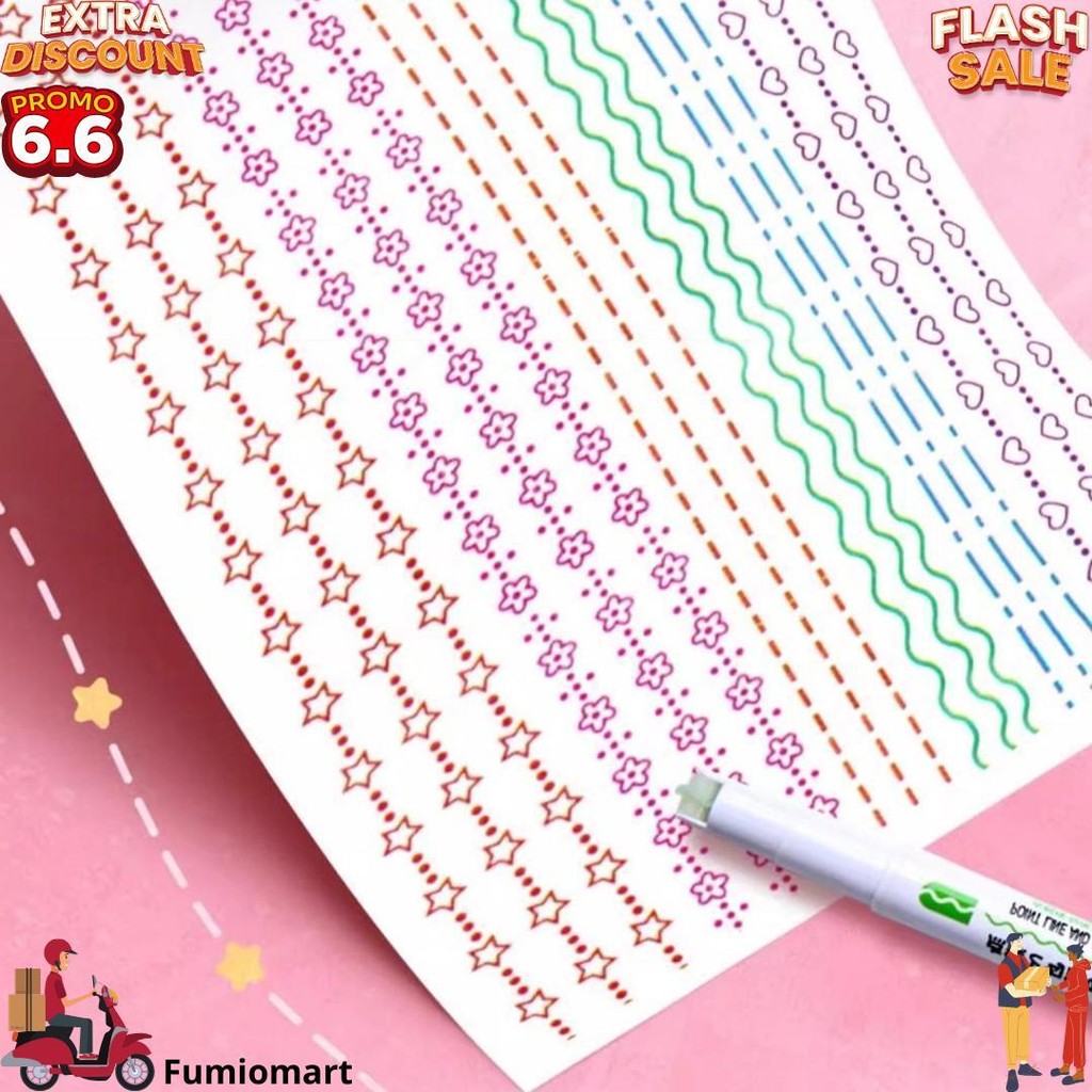 

1Pack 6 Pcs Kreatif Spidol Renda Tulisan Tangan Penyorot Bunga Gelombang Diy Line Marker Warna Stabilo D Termurah