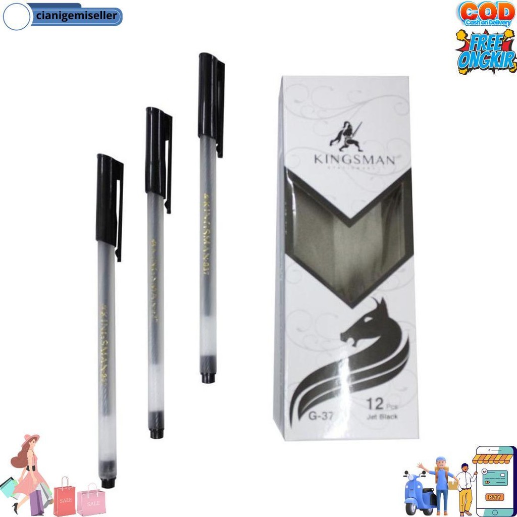 

(1Pak) Kingsman - Promo 12 Pcs Pulpen Bolpen Rainbow Ulir - Tinta Hitam Nevada Bolpenku Gm Spin D Promo 4.4