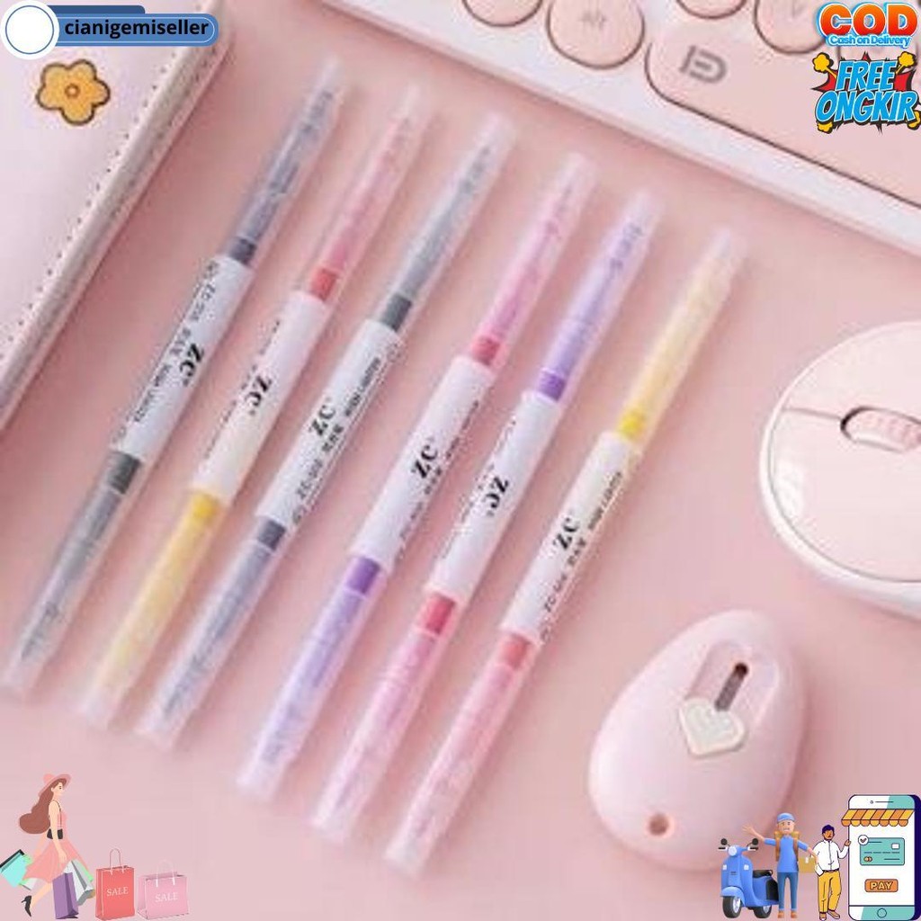 

Highlighter 2 Sisi 6 Warna/Stabilo 6 Pcs/ D Gratis Ongkir