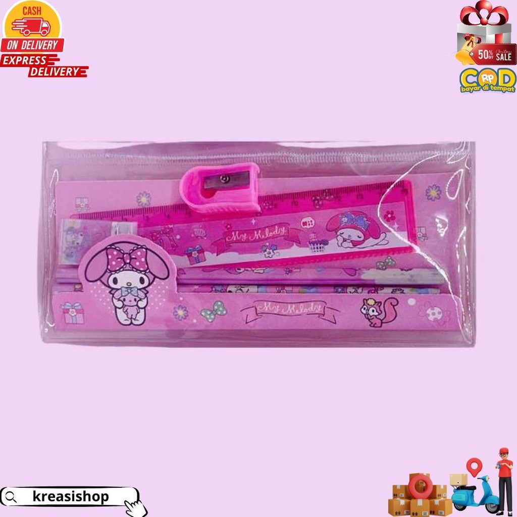 

Set Alat Tulis Sekolah Karakter Motif Sanrio 5 In 1 Lucu Cute Stationery Free Pouch Kuromi Melody Cinamoroll Pensil Penggaris Penghapus Rautan D Best Seller