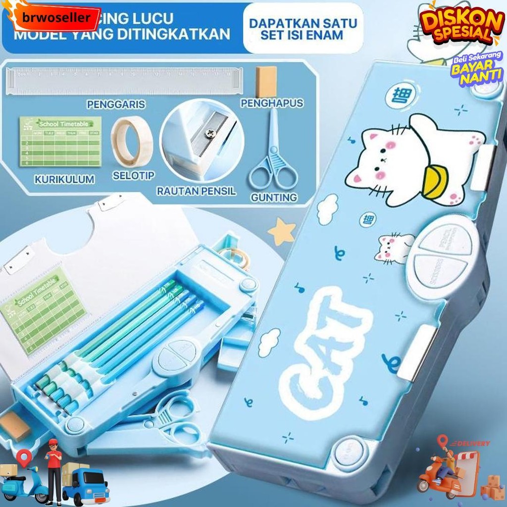 

[Ready] Aimilo Tempat Pensil Multifungsi Kotak Pensil Anak Lengkap Peruncing Gunting Isolasi Penghapus Penggaris Alat Tulis Sekolah D Gratis Ongkir