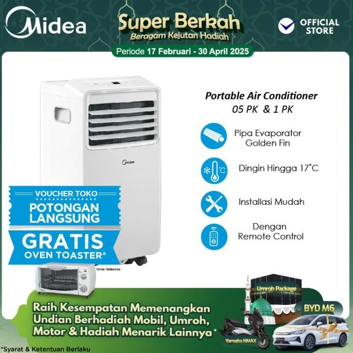 Murah Midea AC Portable MPHA-05/09CRN7 Multiple Function AC - 0.5PK / 1 PK Non COD
