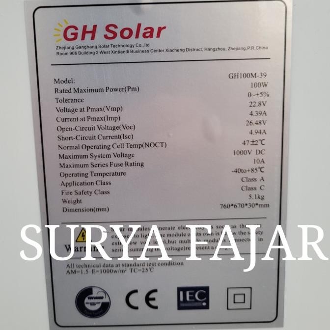 Grosir Solar Panel Solar Cell Panel Surya Maysun 100Wp Monocrystalline 100 Wp
