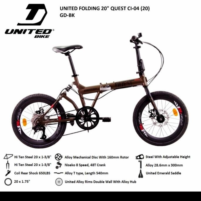 ready  Sepeda Lipat 20 United Quest Boncengan murah