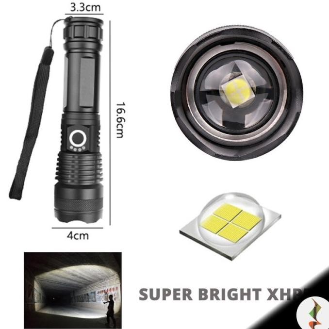Senter Led Xhp 50 Ultrafire Cree Compact Baterai 26650 Rechargeable Original Dan Terpercaya