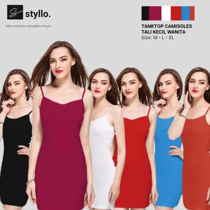 New Tanktop Tangtop Camisoles Kamisol Singlet Tali Kecil Wanita Panjang