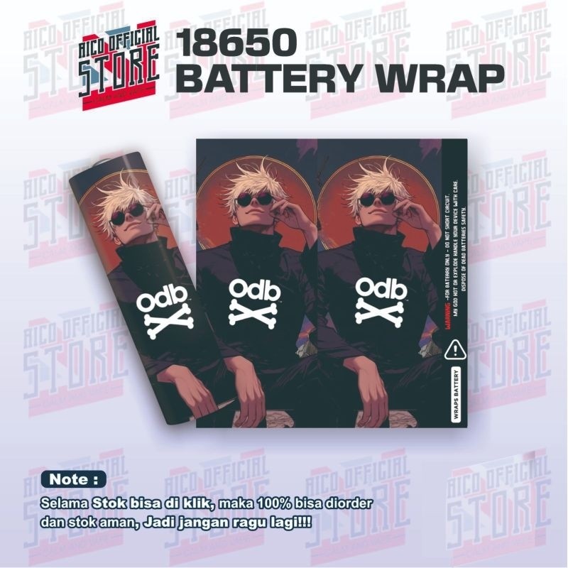 

*PromoGet2* Aico Wrap Baterai 18650 Anime Jujutsu Kaisen Gojo Satoru Nami Waifu Batre 26 Stiker Garskin HP/Case Custom Dan COD