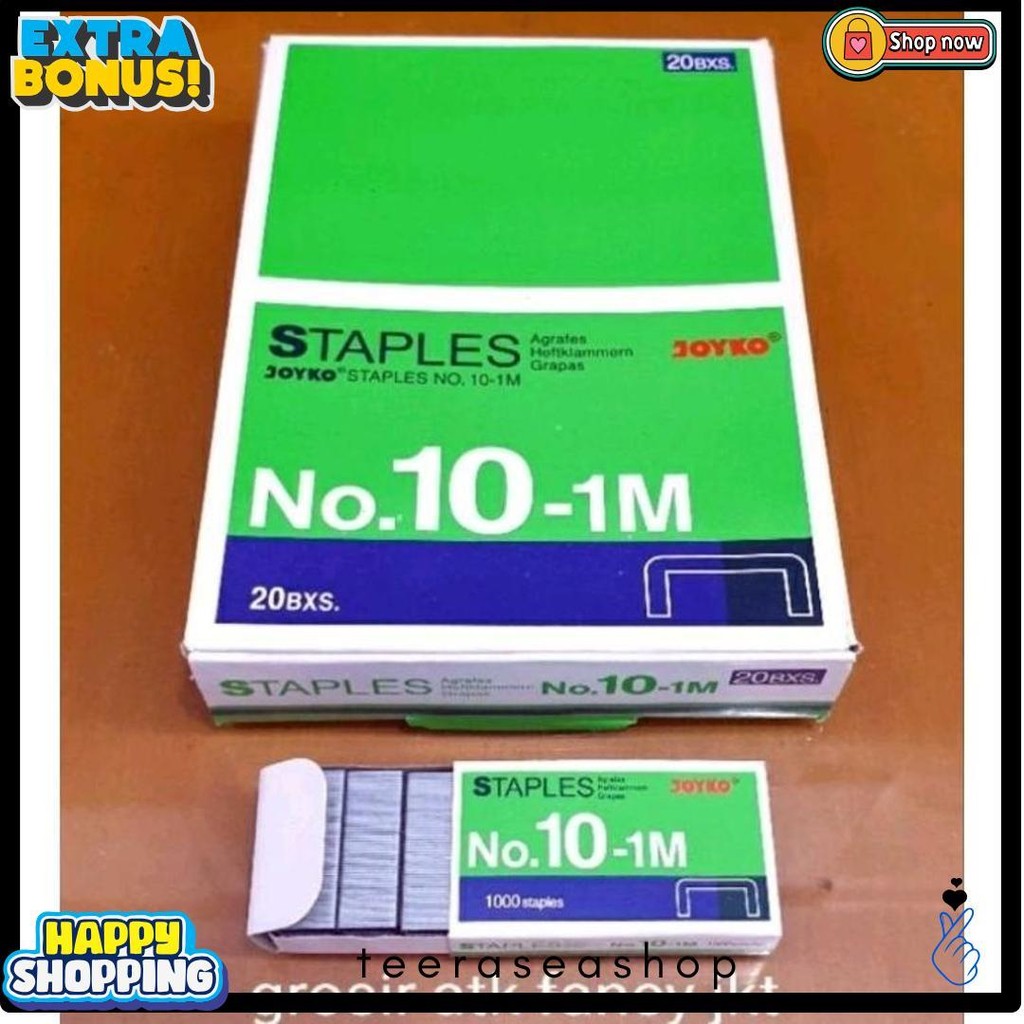 

( 1 Dus = 20 Pak Kecil ) 10-1M Staples Steples Isi Stapler Stepler Neces Joyko No. 10 - 1M Kecil Diskon