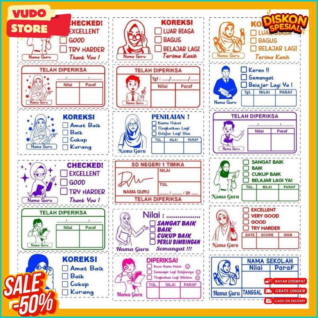 

Stempel Nilai Guru / Penilaian / Koreksi / Checked Diskon
