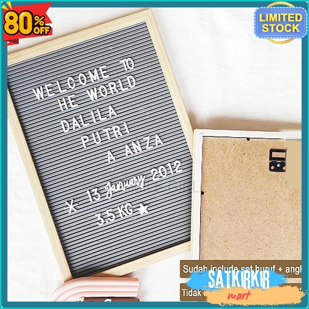 

Letter Board Baby Include Huruf/ Felt Letter Board Set / Letter Board/Papan Nama Bayi /Papan Menu / Dekorasi Rumah Viral 30*40 Cm Terlaris! Produk Ini Banyak Dicari