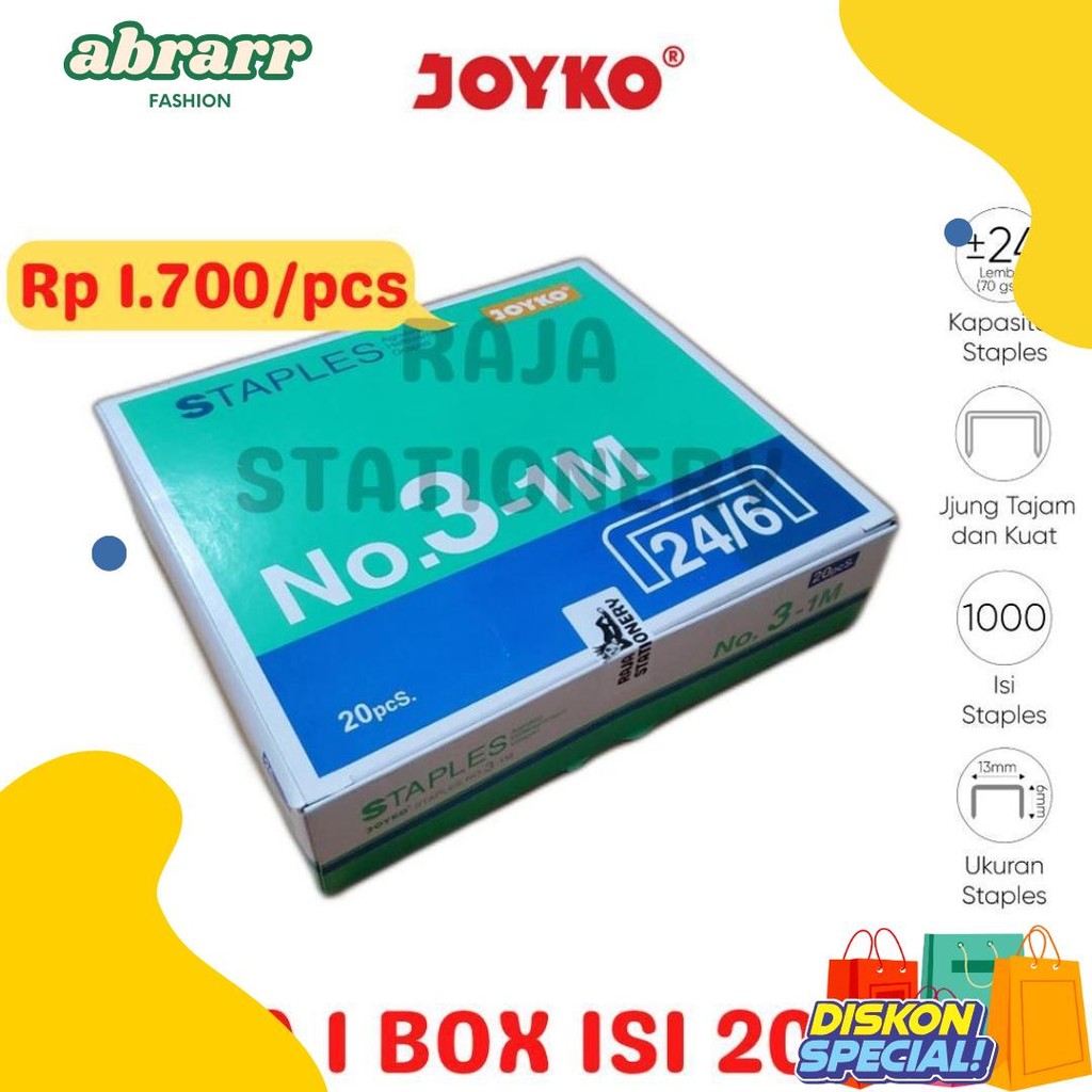 

Joyko Staples No.3 Isi Stepler Besar Hekter Joyko No.3-1M [20Pcs] Terlaris! Produk Ini Banyak Dicari