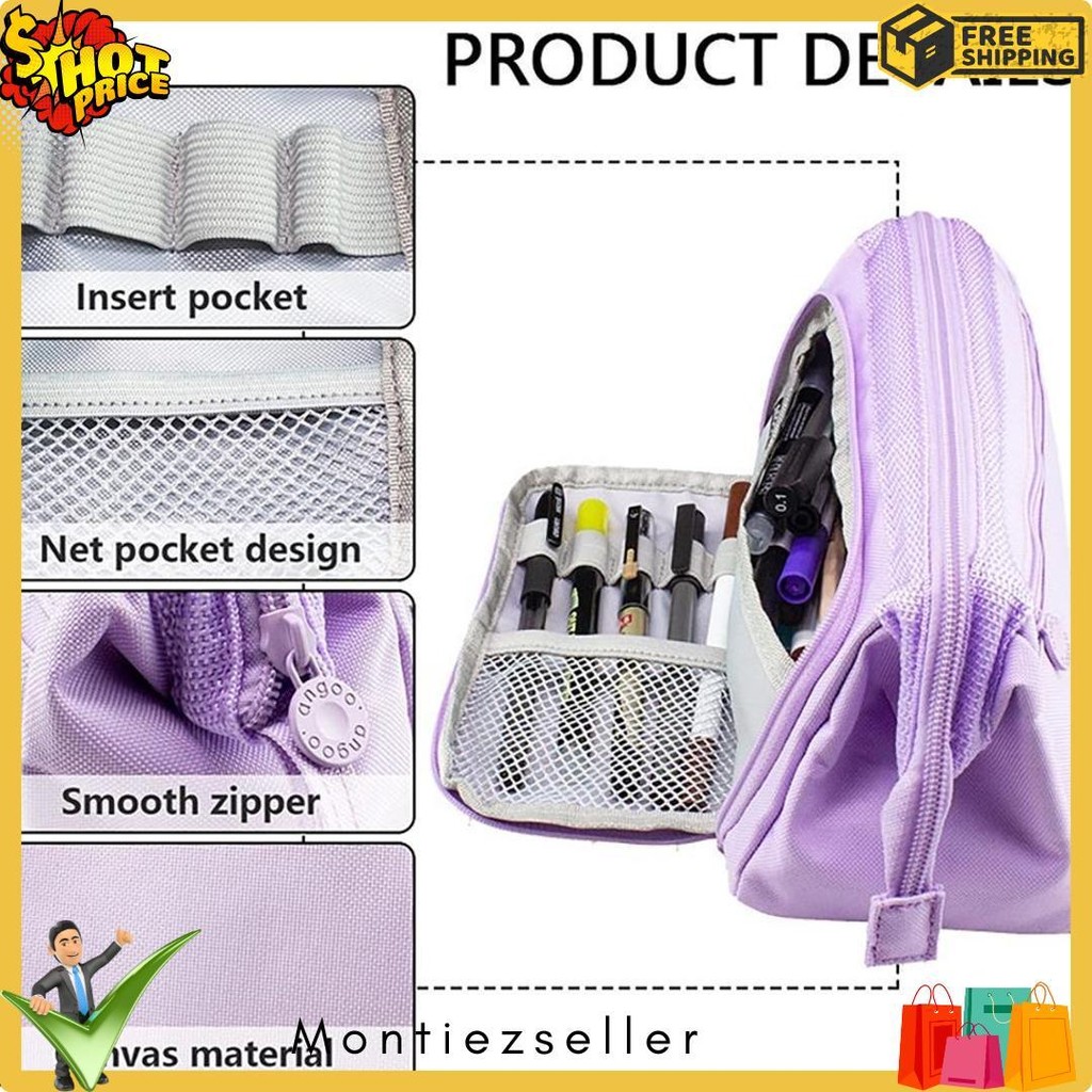 

[Cod] Angoo Super Large Capacity Pencil Case Kawaii Korean Pencil Cases Aesthetic Stationery Office Desk Storage Bag For Girls School Supplies Terlaris! Produk Ini Banyak Dicari