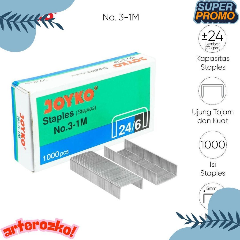 

Joyko Staples No.3 Isi Stepler Besar Hekter Joyko No.3-1M [20Pcs] Terlaris! Produk Ini Banyak Dicari