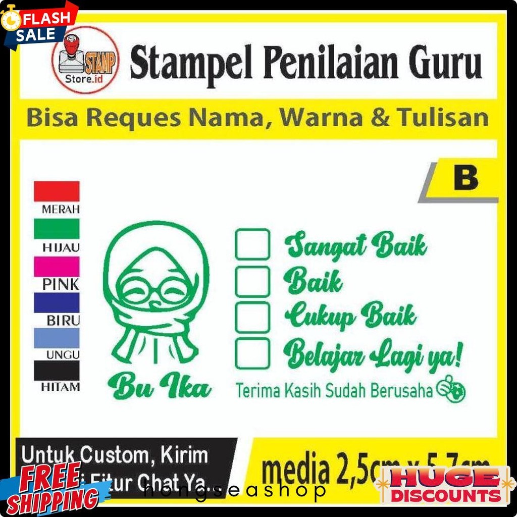 

Stempel Penilaian/Ganti Nama, Gambar Dan Warna/Cap Guru/Stampelbuguru Flash Sale! Diskon Hingga 70%