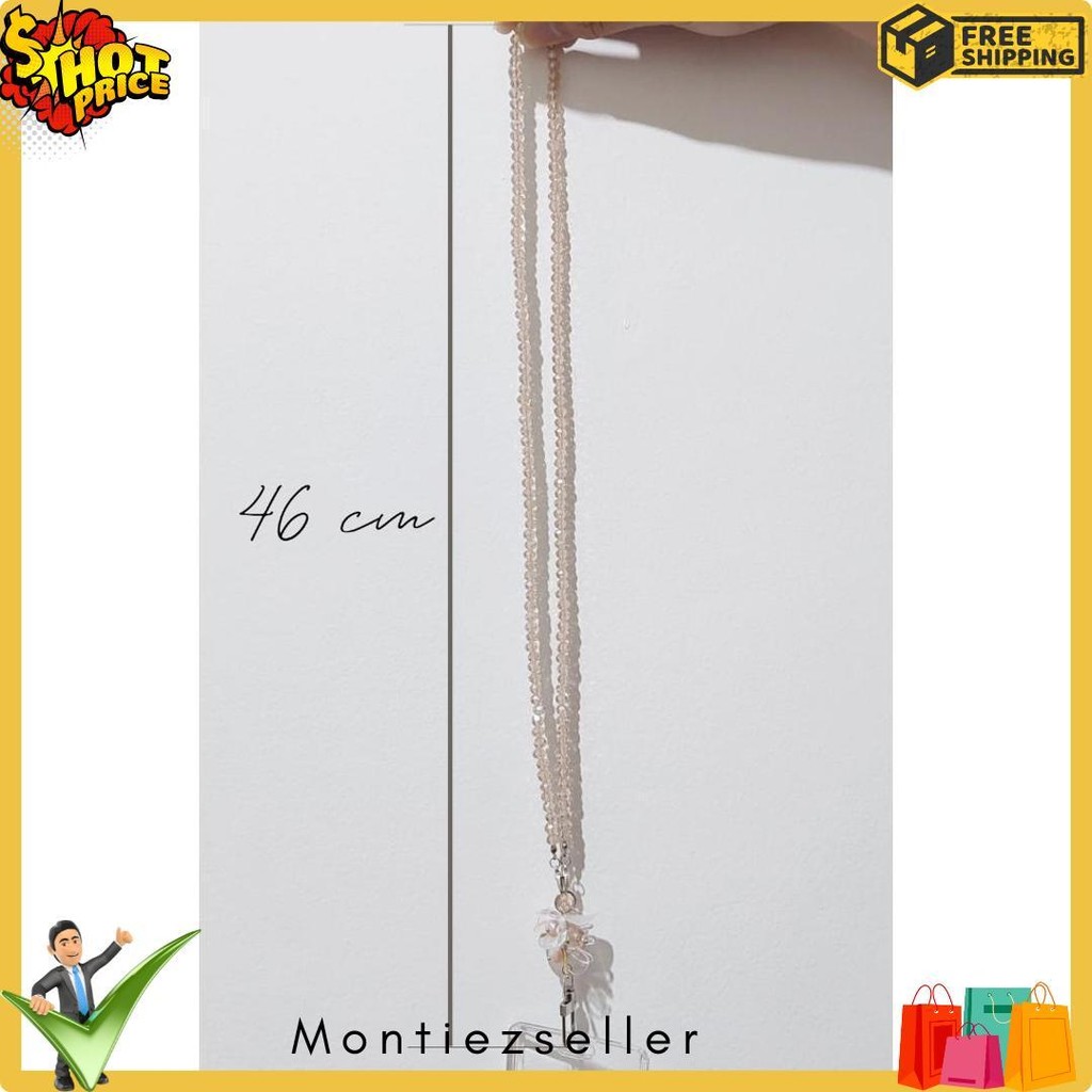 

[Lalaluna] Lanyard Crystal Beads Aesthetic | Gantungan Id Card Kantor - Bloom Diskon Setengah Harga