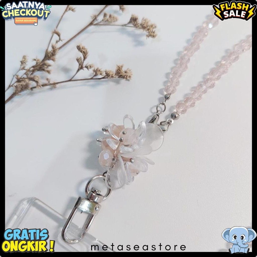 

[Lalaluna] Lanyard Crystal Beads Aesthetic | Gantungan Id Card Kantor - Bloom Terlaris! Produk Ini Banyak Dicari
