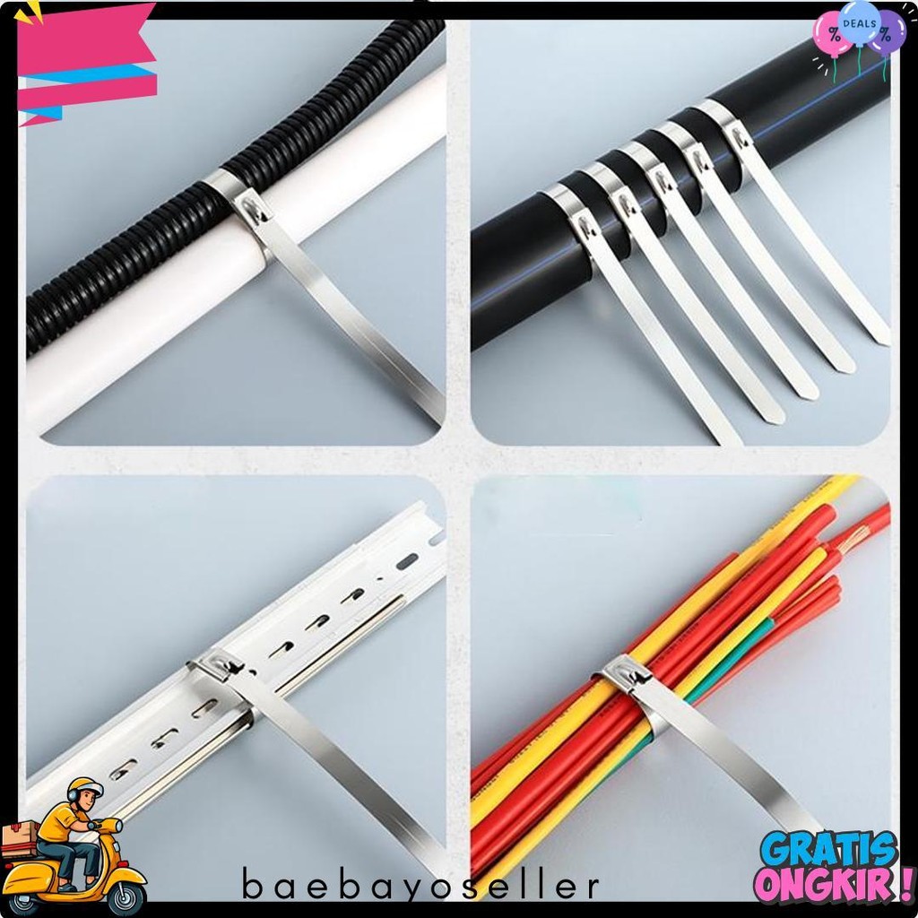 

50Pcs 15/20/30Cm Kabel Ties Stainless Steel Cable Ties Kabel Tis Steel 304 Diskon