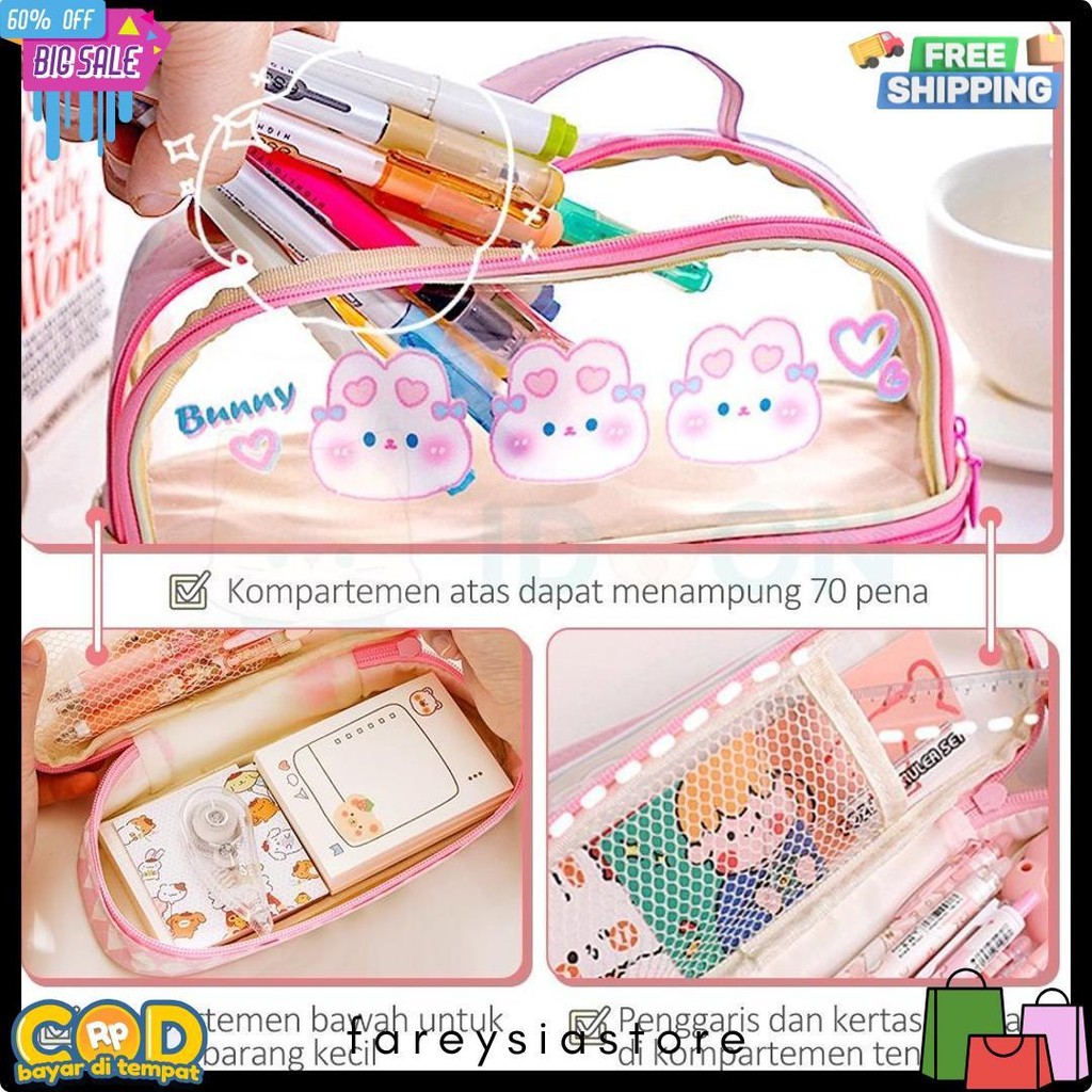 

Idoon Pencil Case Transparan Korea Tempat Pensil Besar Dua Lapis Kotak Pensil Tempat Pola Hewan Lucu Flash Sale! Diskon Hingga 70%