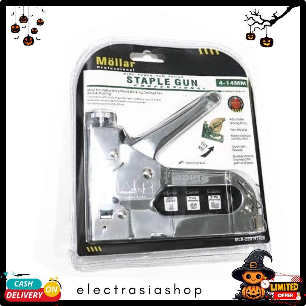 

Gun Tacker Alat Staples Dan Paku Tembak 3In1 / Staple Gun Mollar 4-14Mm / Stapler Tembak Manual Terlengkap Dan Termurah