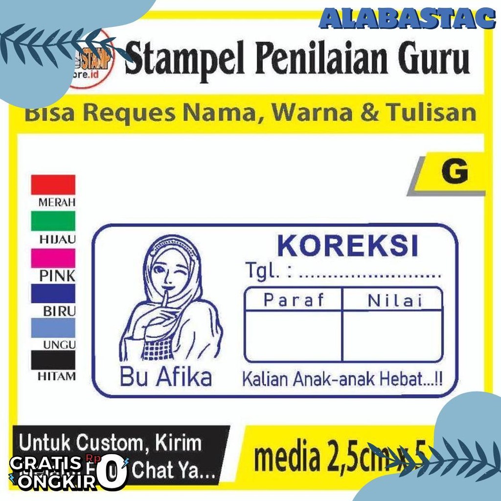 

Stempel Penilaian/Ganti Nama, Gambar Dan Warna/Cap Guru/Stampelbuguru Flash Sale! Diskon Hingga 70%