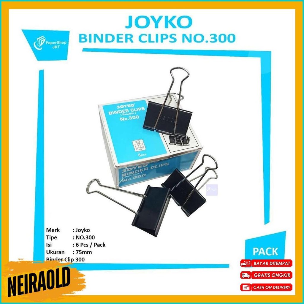 

Joyko - Binder Clip No.300 - Penjepit Kertas - Pack Diskon Setengah Harga